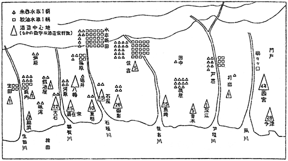 第11図　天明8年米踏水車の位置図（神戸大学文学部架蔵御影村文書による）