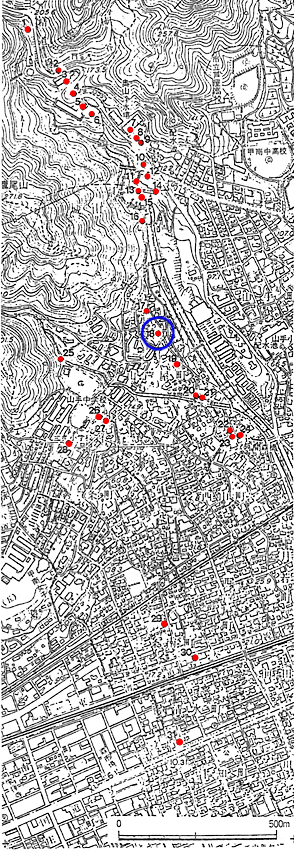 第16図　芦屋川西岸の水車場推定位置図