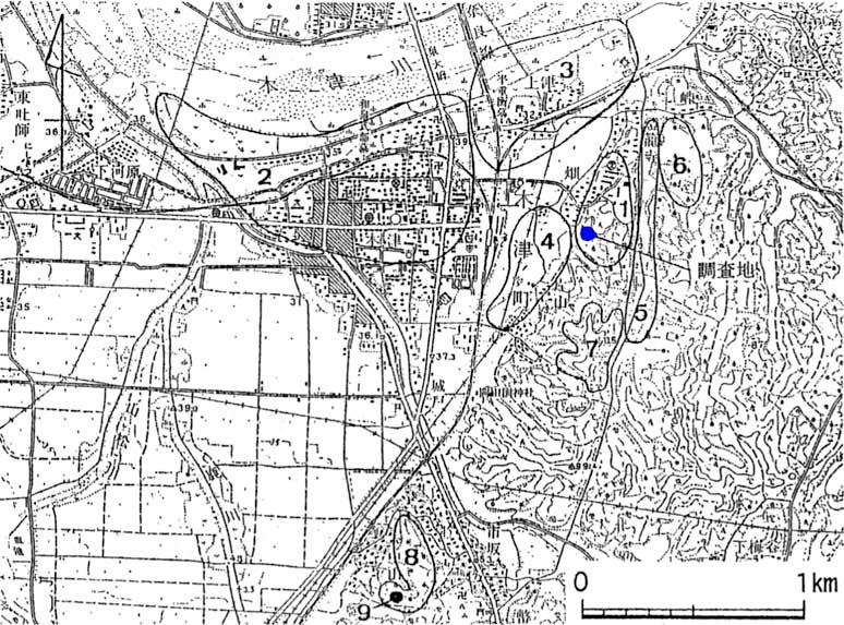 第1図　周辺遺跡分布図（国土地理院1／25．000　奈良）