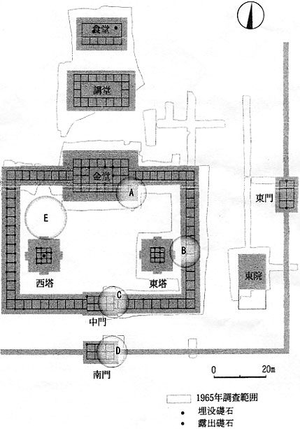 H18年度調査部分と伽藍配置概略図