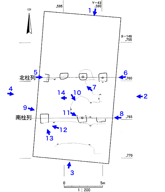 遺構図と写真番号1〜14