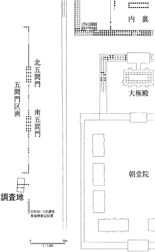 図2　今回の調査で検出した後期難波宮の柱穴平面図