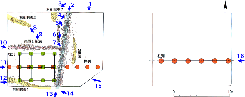 遺構図と写真番号1〜14