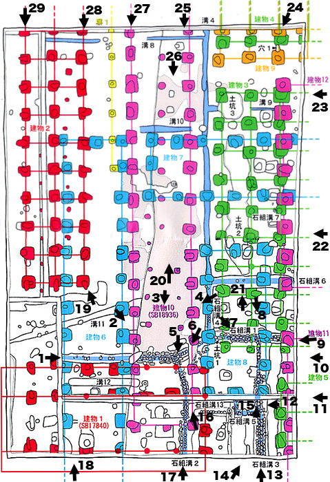 遺構図と撮影場所の写真番号