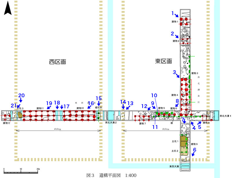 遺構平面図と写真番号1〜21