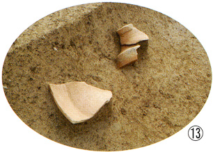 細長い穴から、弥生時代中期後葉の壷の口の部分が見つかりました。